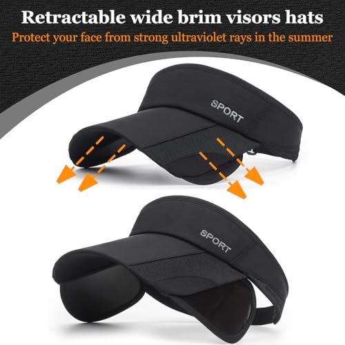 PALAY® Sun Golf Visor Hats for Women Adjustable Retractable Brim Cap Beach Black 3PCS PALAY® Sun Golf Visor Hats for Women Adjustable Retractable Brim Cap Beach Black 3PCS